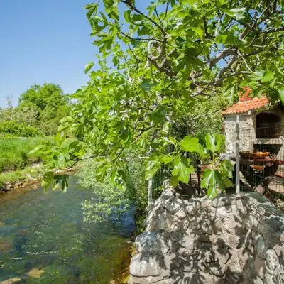 House with large garden right next to the river