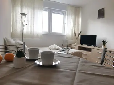 TV i/ili zabavni centar u objektu Charming studio with river view