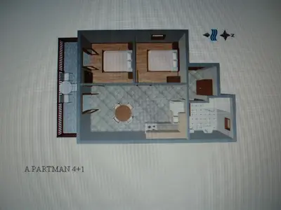 Tlocrt objekta Apartment in Lokva Rogoznica with sea view, balcony, air conditioning, WiFi 88-1