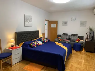 Krevet ili kreveti u jedinici u objektu Apartment ELENA 40 m2 with beautiful wide sea views 3 stars