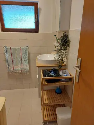 Kupaonica u objektu Apartman Silna your new home with terrace and garden