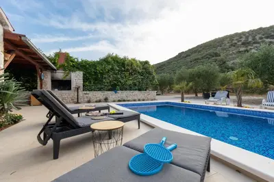 Bazen u objektu Family friendly house with a swimming pool Postira, Brac - 19563 ili u blizini