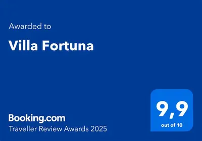 Certifikat, nagrada, logo ili neki drugi dokument izložen u objektu Villa Fortuna