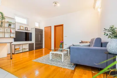 TV i/ili zabavni centar u objektu Beachfront apartment
