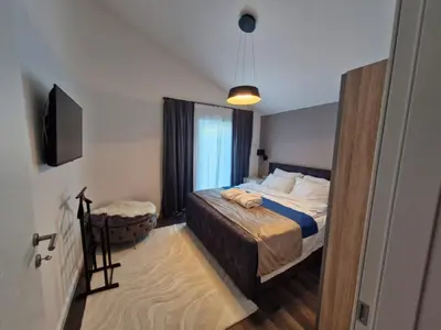 Krevet ili kreveti u jedinici u objektu Sea view Luxury Apart Hotel Villa Conte with swiming pool and romantic SPA