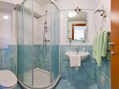 Kupaonica u objektu Apartment in Brela with sea view, terrace, air conditioning, WiFi 201-2