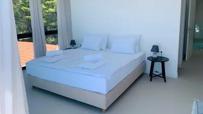 Krevet ili kreveti u jedinici u objektu Luxurious and spacious pet friendly villa in Brela